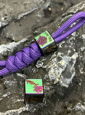 TiFire钛合金刀坠挂坠EDC伞绳坠尾绳项链坠拉链头-骷髅玫瑰款