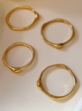 7 rings 简约个性复古小众叠戴凸角单圈素圈百搭钛钢戒指尾戒