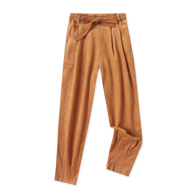 Half elastic waist versatile trousers corduroy