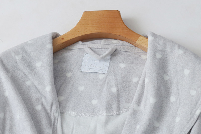 翻领爱心绒睡衣 春秋新款中长款系带睡袍 百搭浴袍女家居服 04291,淘宝优惠券,粉丝福利购,淘宝优惠卷