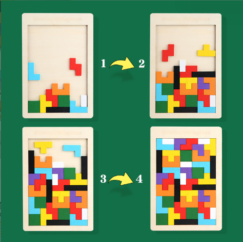 木制俄罗斯方块 百变方块智力积木 制拼图游戏拼板儿童教益智玩具 - 图2