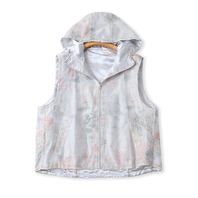 ແບບຈີນ embroidered hooded vest ພາກຮຽນ spring ແລະດູໃບໄມ້ລົ່ນແບບໃຫມ່