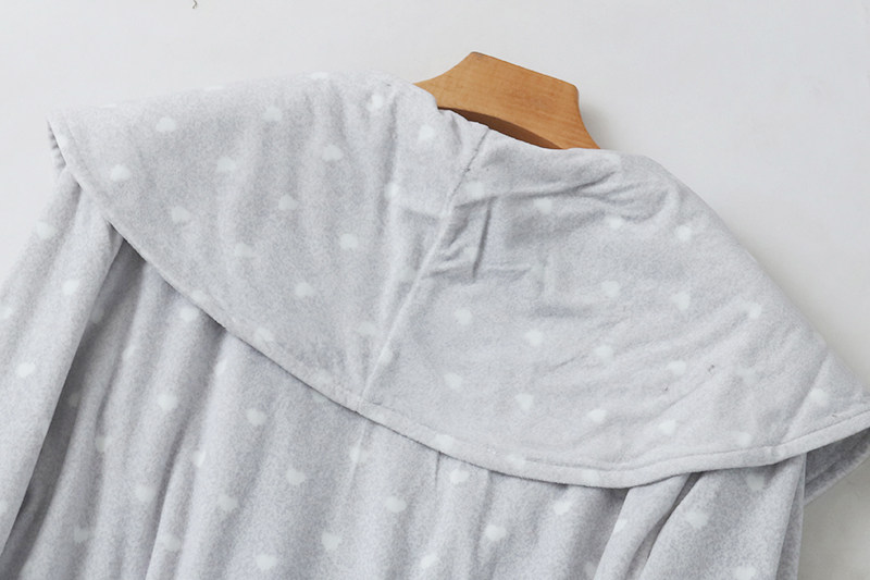 翻领爱心绒睡衣 春秋新款中长款系带睡袍 百搭浴袍女家居服 04291,淘宝优惠券,粉丝福利购,淘宝优惠卷