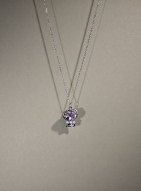 k古着女生项链紫色花束吊坠颈链