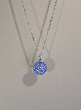 Cute运气古着女生太阳吊坠项链