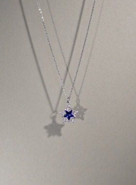 紫色钻五角星吊坠锁骨链