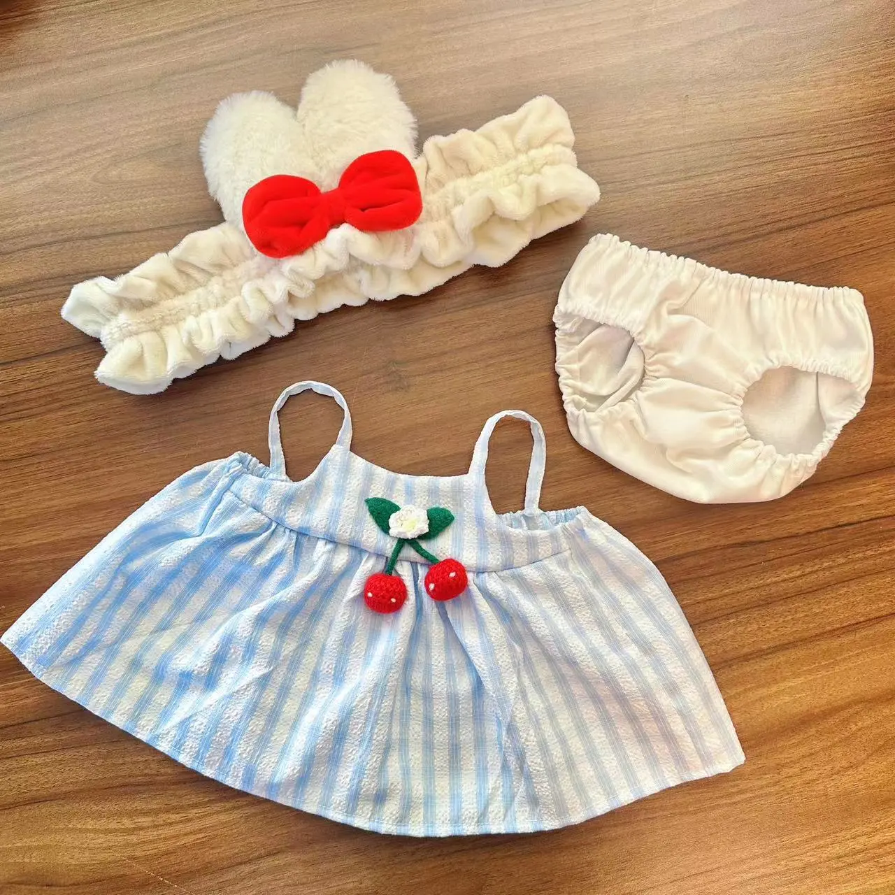 40cm娃衣棉花娃娃衣服女娃坐姿娃衣小裙子束发带六一儿童节礼物 - 图0