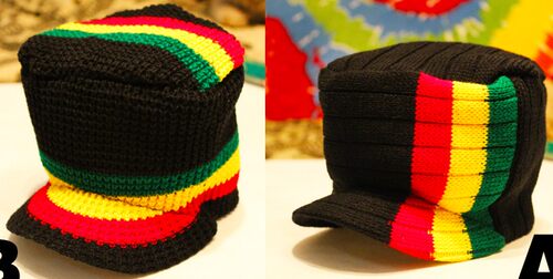 【杂年文化】牙买加雷鬼红黄绿reggae嘻哈街舞rasta针织帽毛线帽 - 图1