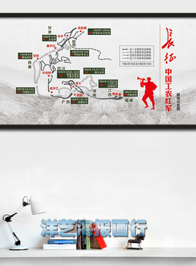 革命风题材长征红军路线图装饰画