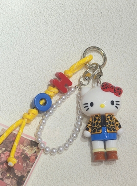 昭和复古童趣可爱长腿Kitty凯蒂猫手机链包包挂件车载挂件钥匙扣