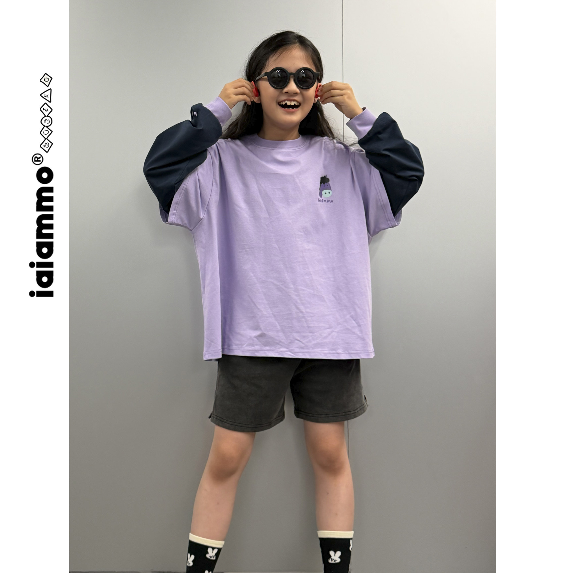 iaiammo丨原创新年「紫气东来」小马撞色假两件男女中大童装长T恤,淘宝优惠券,粉丝福利购,淘宝优惠卷