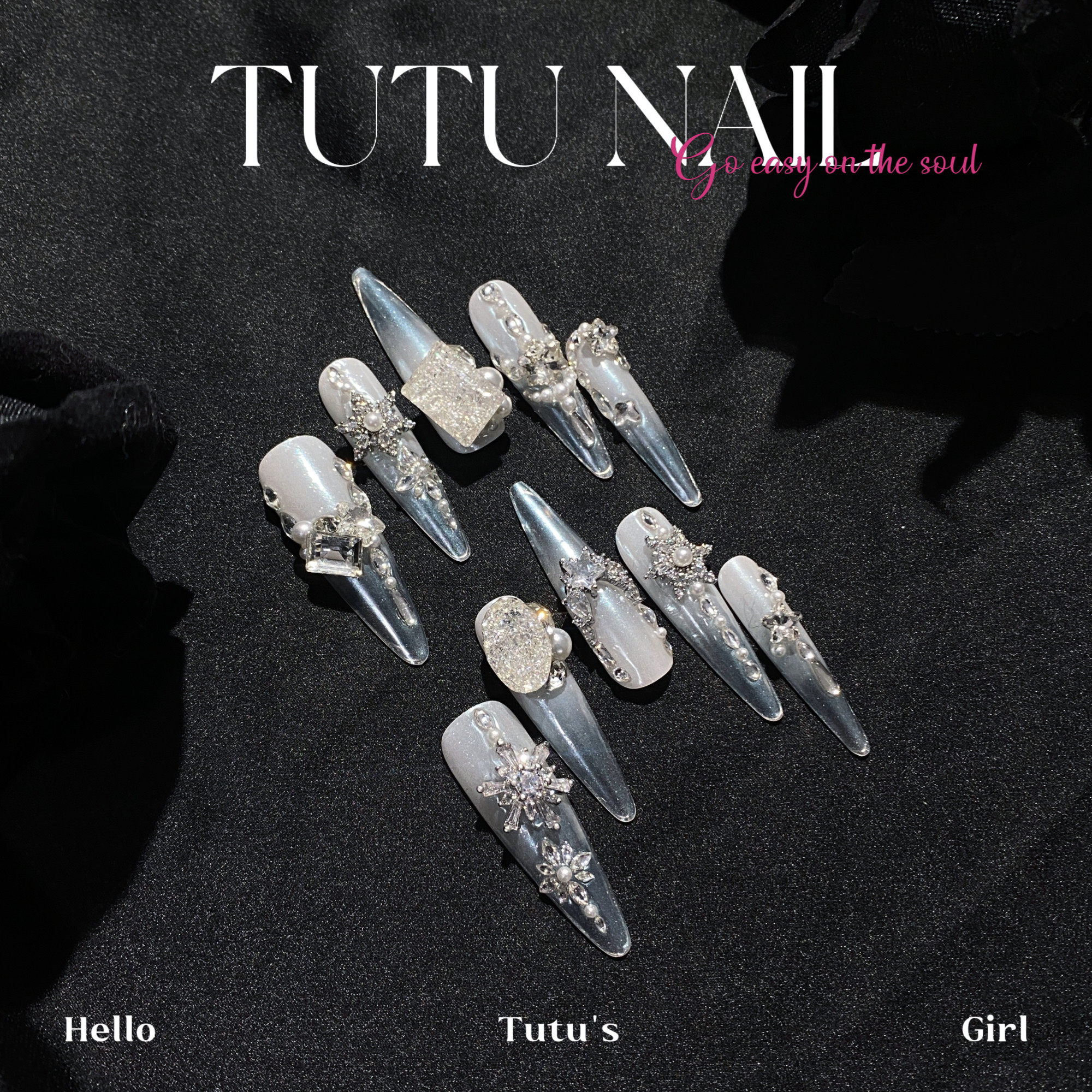 【极光】TUTU NAIL手工穿戴可拆卸结婚美甲婚礼纱珠光白气质重工,淘宝优惠券,粉丝福利购,淘宝优惠卷