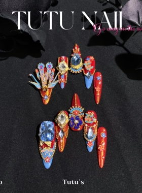 【十里红妆】TUTU NAIL手工穿戴可拆卸美甲中式国风长T秀禾结婚甲