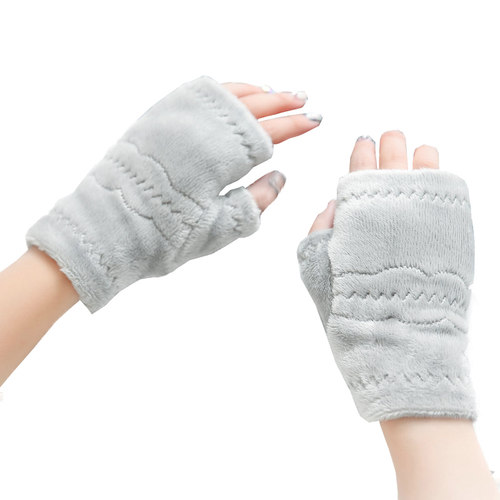 半指手套女冬季男加绒保暖半截可爱学生写字漏指露指冬天打字毛绒 - 图3