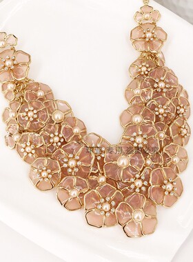 Sunset Blossoms Statement Necklace夸张樱花多坠项链孤品微瑕