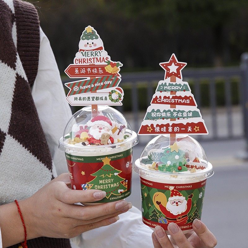2025圣诞节波波杯蛋糕装饰网红路牌卡通胖胖杯围边甜品烘焙插件,淘宝优惠券,粉丝福利购,淘宝优惠卷