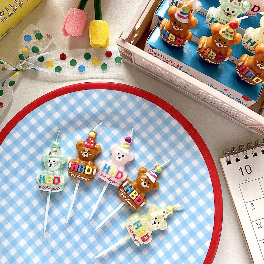 可爱卡通小熊蜡烛蛋糕装饰摆件ins蜡烛儿童生日派对烘焙装扮插件,淘宝优惠券,粉丝福利购,淘宝优惠卷