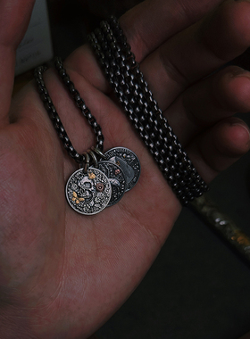 巴赫工作室铁翦金浪者币吊坠雕金