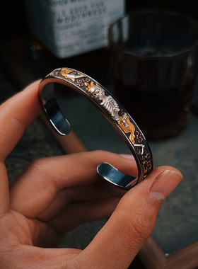 巴赫工作室古法铁翦金工艺手镯