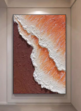 丁其缘手绘立体油画厦门沙滩肌理