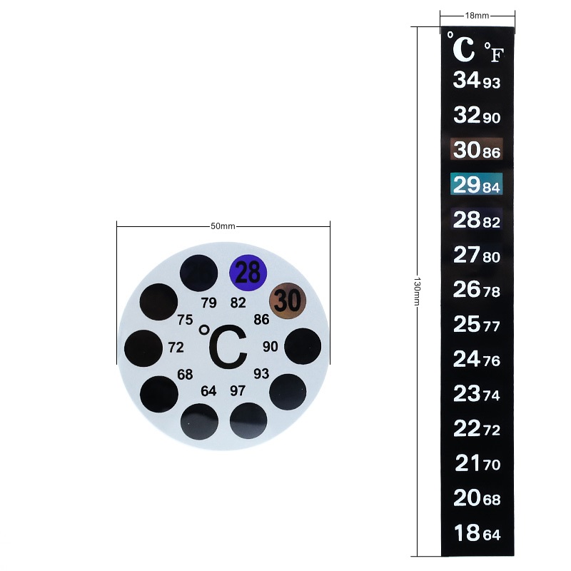 水族鱼缸数字水温计数字变色温度条自粘式带背胶温度计圆形温度贴-图2