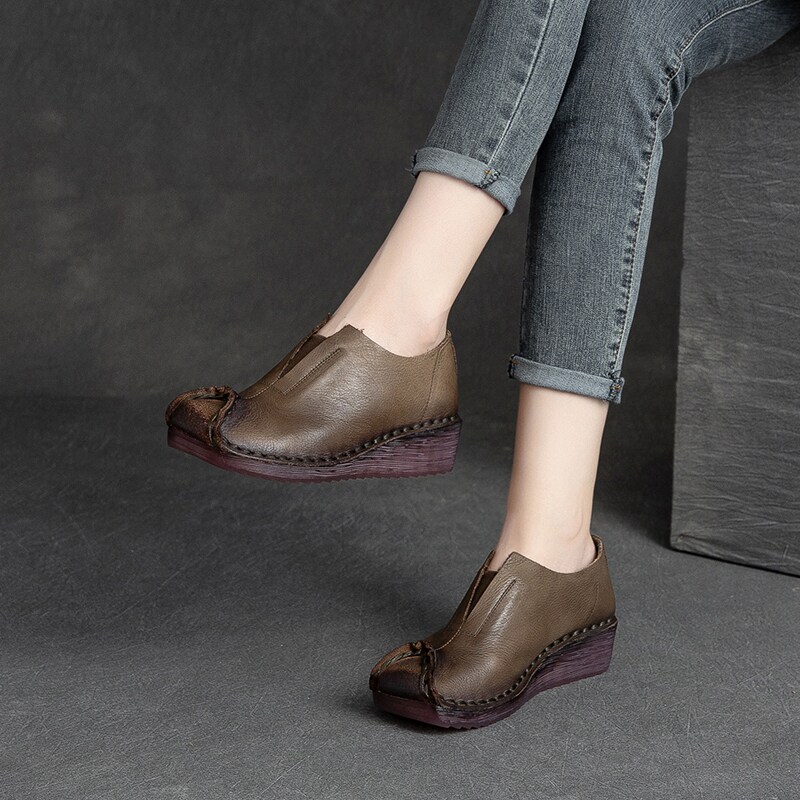 秋季新真皮复古民族风深口单鞋牛筋软底舒适妈妈鞋手工缝制女鞋,淘宝优惠券,粉丝福利购,淘宝优惠卷