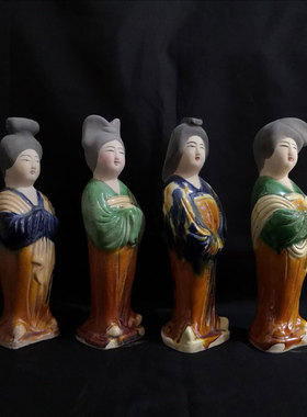 唐仕女仿古摆件陶瓷彩俑