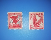 American Airlines stamps 1958 and 63 years engraving version of the American Eagle Two different sets of single sets of single sets of letters