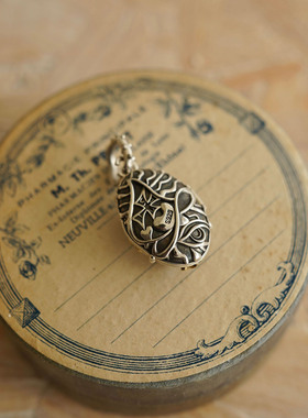 睡莲生生世世 原创设计925纯银封印的小丑相盒吊坠个性设计挂坠