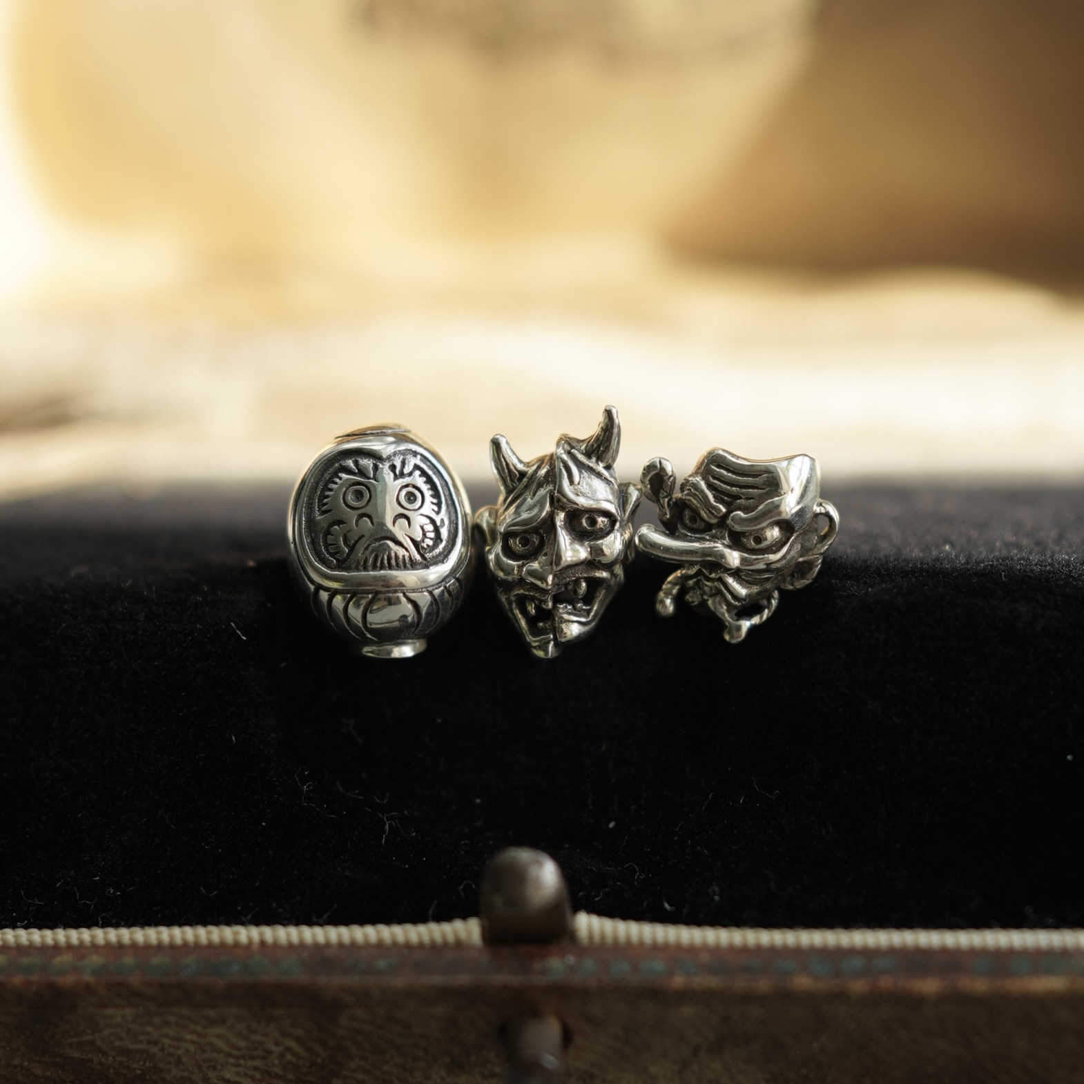 睡莲生生世世 925纯银耳钉日式复古达摩天狗般若元素小众设计耳饰,淘宝优惠券,粉丝福利购,淘宝优惠卷