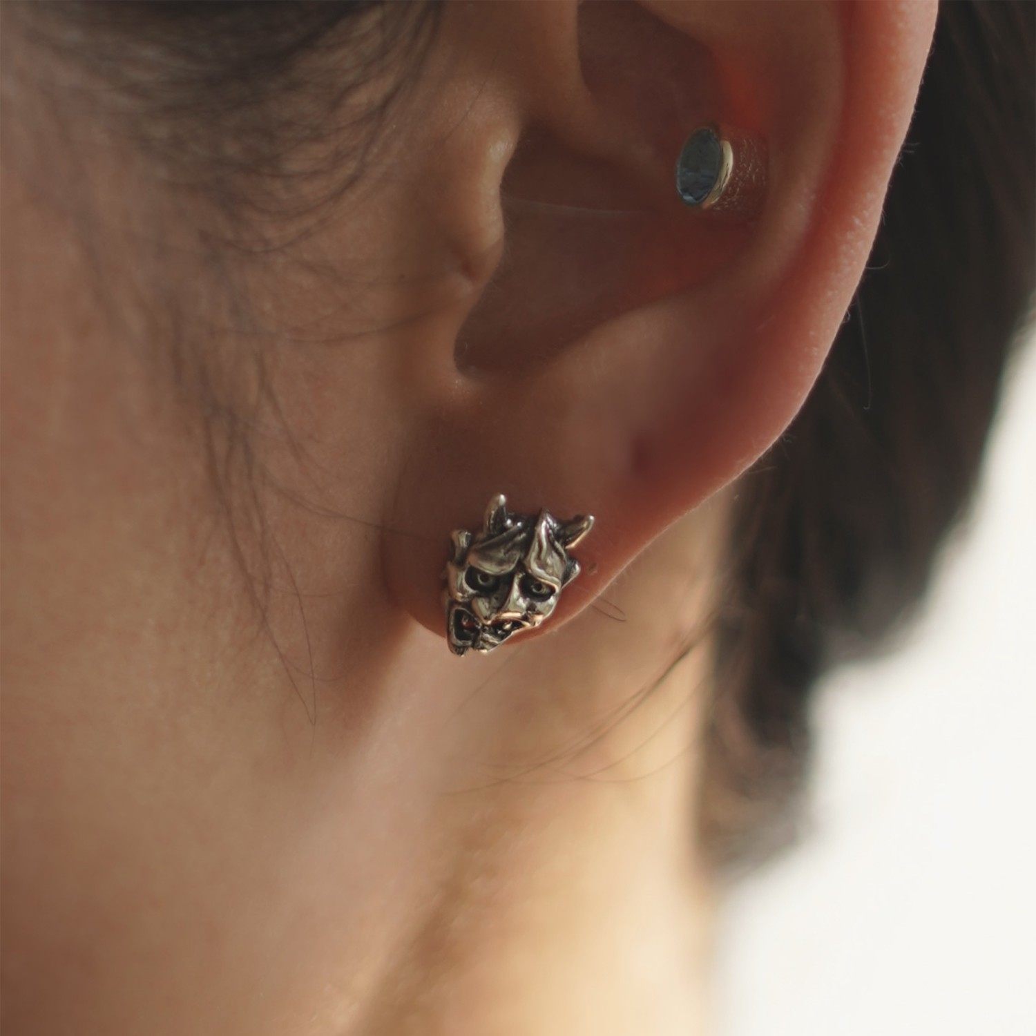 睡莲生生世世 925纯银耳钉日式复古达摩天狗般若元素小众设计耳饰,淘宝优惠券,粉丝福利购,淘宝优惠卷