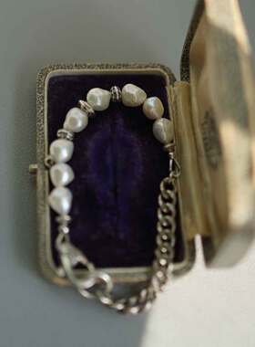 睡莲生生世世 原创设计925纯银糖纸炫彩光巴洛克珍珠拼接手链