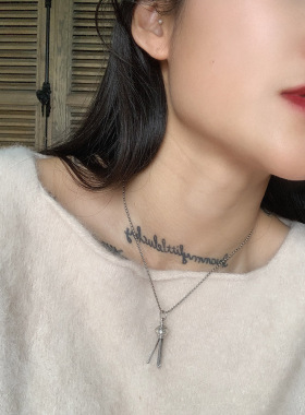 纯银复古项链小巧流苏吊坠