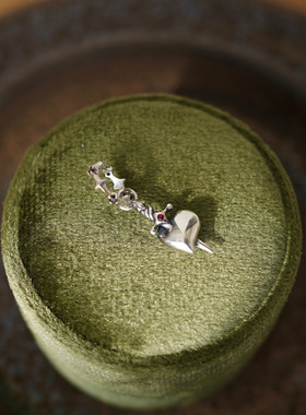 睡莲生生世世 原创设计925纯银一剑穿心吊坠心碎爱心元素小众挂件