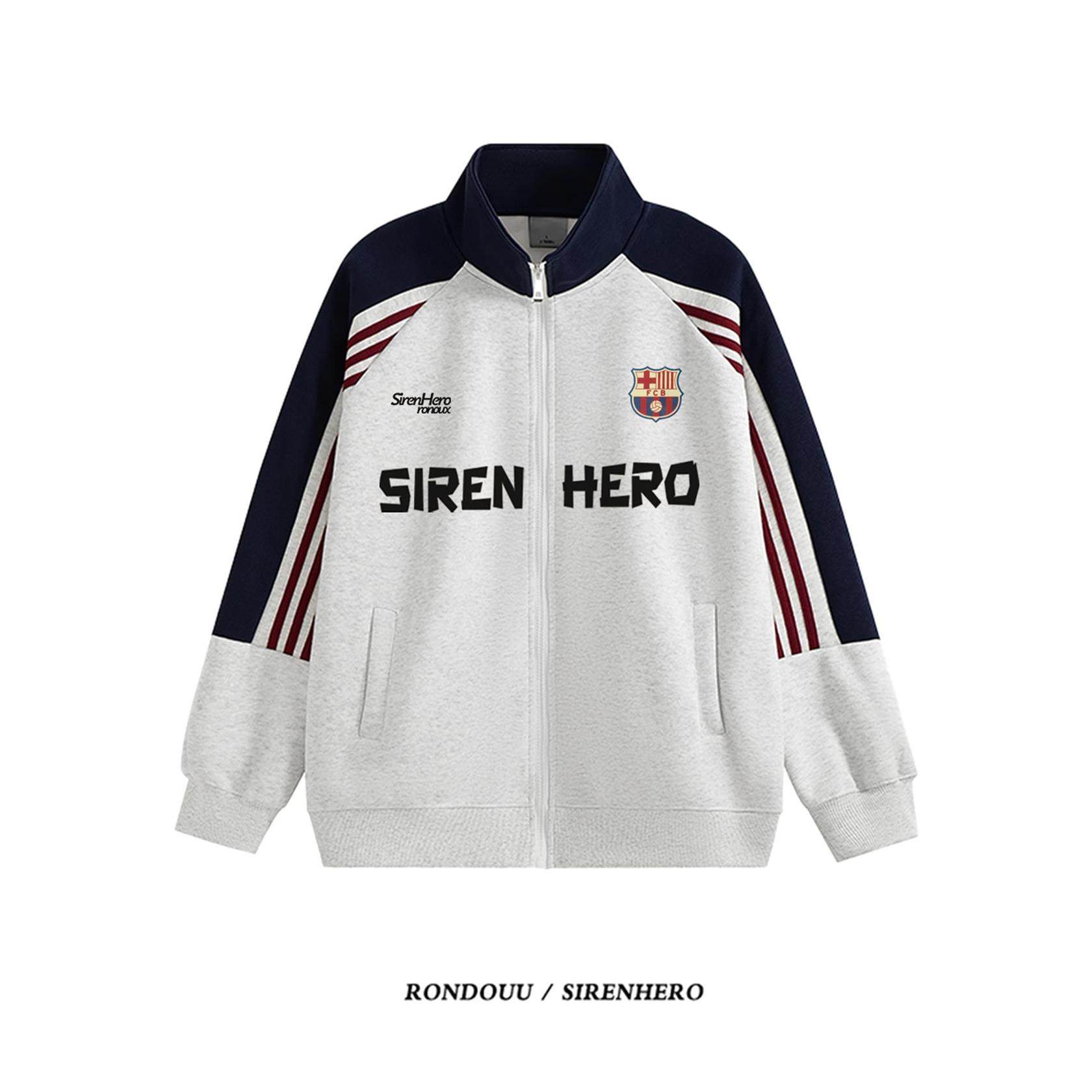 美式覆古撞色三条纹立领卫衣男女秋冬加绒加厚宽松棒球服开衫外套,淘宝优惠券,粉丝福利购,淘宝优惠卷