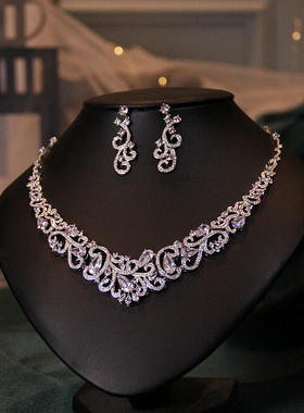 BWBRIDE新娘锆石项链耳环