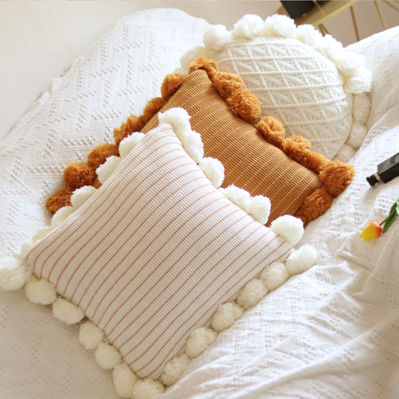 ins针织流苏蒲团抱枕沙发客厅床头靠枕网红花朵抱枕套不含芯靠垫,淘宝优惠券,粉丝福利购,淘宝优惠卷