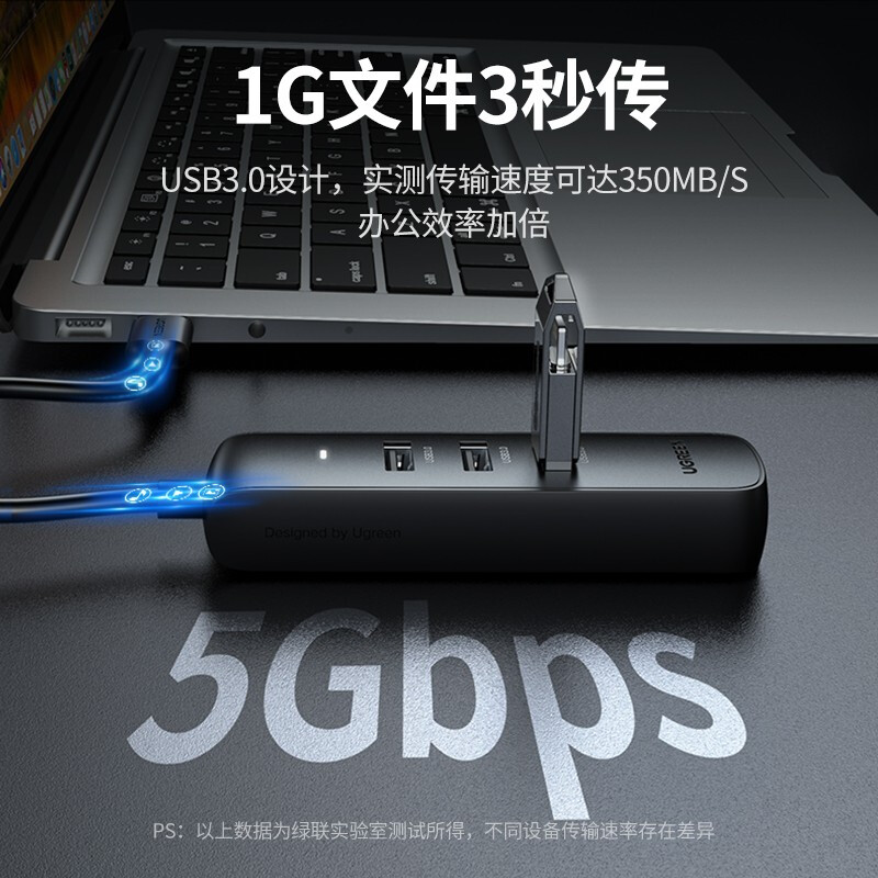 绿联 CM416 Type-C3.0扩展坞USB-C高速4口USB分线集线器HUB拓展坞 - 图1