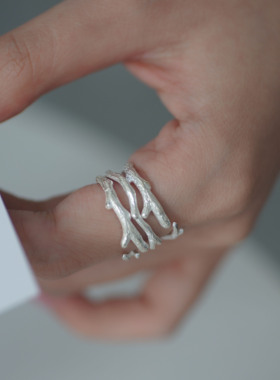 原创设计手工纯银开口戒指ins