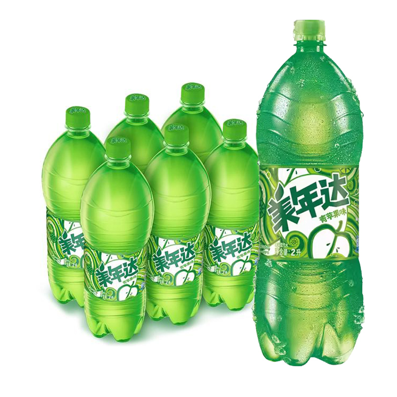 Pepsi百事可乐 美年达青苹果味汽水饮料2升*3瓶/6瓶整箱大瓶分享 - 图2