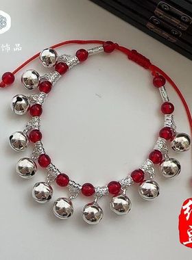 铃铛有声音红豆脚链长命锁