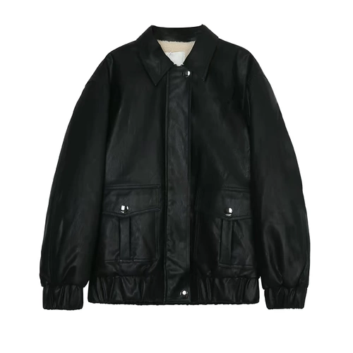 Черная демисезонная бархатная короткая куртка, оверсайз, подходит для подростков