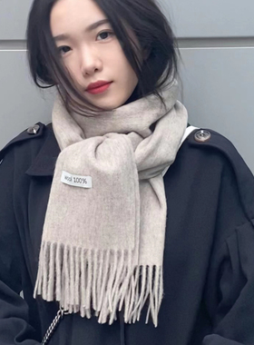 纯色围巾女冬季保暖窄版