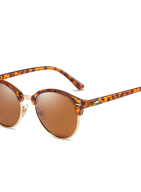 铆钉眉毛时尚圆框个性高清夜视墨镜男半金属偏光太阳镜女凹造型