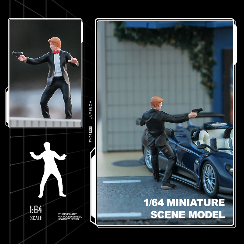 1:64西装邦德特工007白模微缩人偶模型场景迷你沙盘小人手办摆件 - 图2
