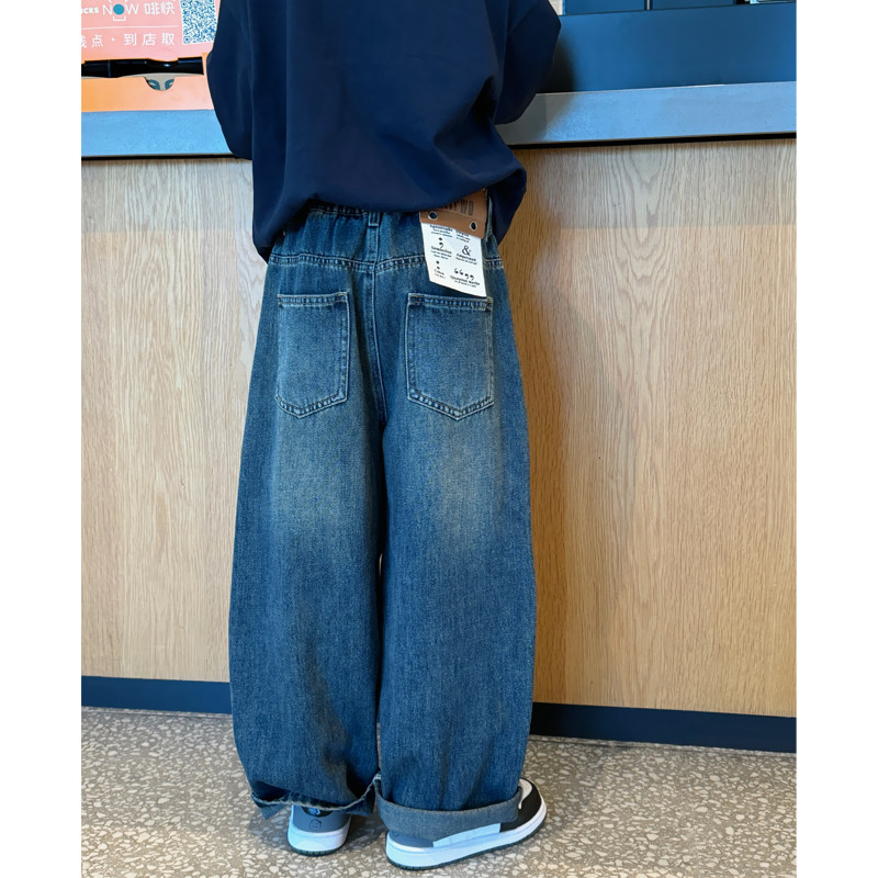 凯文家童装春秋新品男童中大童个性口袋洗水直筒牛仔裤宽松休闲裤,淘宝优惠券,粉丝福利购,淘宝优惠卷