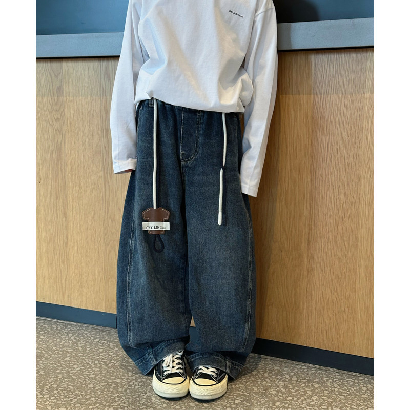 凯文家童装2025年秋季品男童中大童韩版水洗做旧儿童休闲牛仔裤 - 图2