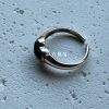 Niche S925 sterling silver vintage distressed inlaid heart-shaped black agate open ring