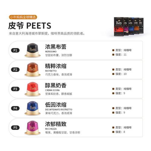 Peets皮爷法国进口胶囊咖啡美式浓缩黑咖啡粉适配nespresso胶囊机 - 图0