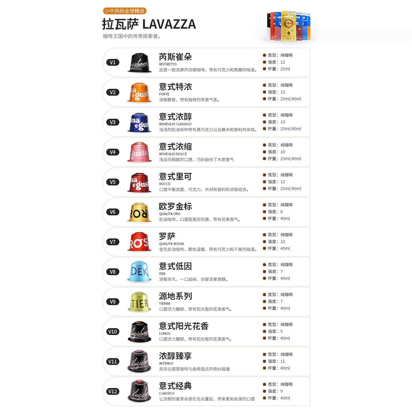 意大利拉瓦萨Lavazza法国UCC胶囊咖啡40粒Nespresso咖啡胶囊40粒 - 图1